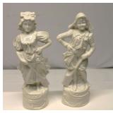MCM Boy and Girl Porcelain Figurines 9" Tall