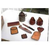 Vintage Leather Items Knife & Lantern