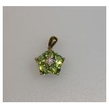 10K Gold Peridot & Diamond Ring