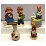 Vintage Candle & Porcelain Figurines Music Box