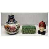 Porcelain Vase Trinket Box & Ceramic Statue