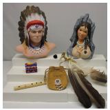 Native American Heads Feathers & Misc. Lot