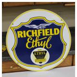 Enamel Metal Richfiels Ethyl Sign 24' Round