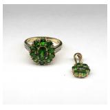14K Yellow Gold Diopside Diamond Ring & Pendant