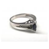 10K White Gold Sapphire & Diamond Ring size 7