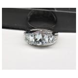 10K White Gold Aquamarine Ring size 8