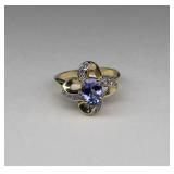 10K Yellow Gold Tanzanite Diamond Ring size 6.5