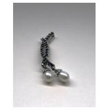 10K Gold Cultured Pearl & .95CTW Sapphire Pendant
