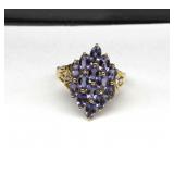 10K Yellow Gold Tourmaline Diamond Ring size 8