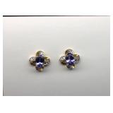 14K Yellow Gold Tanzanite Earrings
