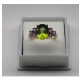 10K Tourmaline & Amethyst Ring