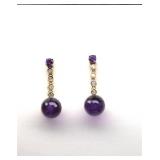 10K Yellow Gold Amethyst Earrings