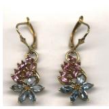 10K Gold Iolite & Aquamarine Earrings