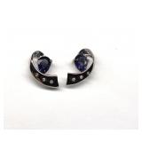 10K White Gold 1,15 CTW Iolite Diamond Earrings