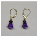 10K God Amethyst Earrings