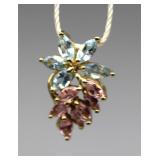 10K Gold Iolite & Aquamarine Pendant