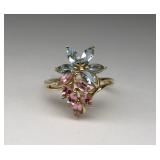 10K Gold Iolite & Aquamarine Ring size 8