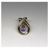 14K Gold Tourmaline Diamond Pendant