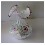 Fenton Glass Hand Painted Vase 8" Tall