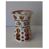 Bohemian Biedermeier white cased cut to ruby vase