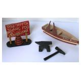 Klang Foo Game Wood Boat Iron Anvil Hammer