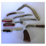 Vintage Knives & Wood Hand Gun Stock