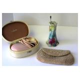 Vintage Hat Pin & Holder Shaver & Hand Bag
