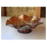 vintage carnival glass bowl Grape and Leaf