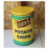 Vintage Guys Potato Chip Tin 12" Tall