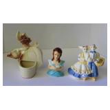 Vintage Ceramic Wall Pocket Planter & Figurine