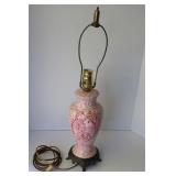 vintage red transferware table lamp 23" Tall