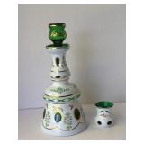 Bohemian Emerald Art Glass Decanter & Pick Holder