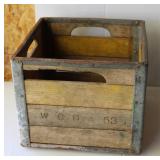 WCDA wooden milk crate reinforced with metal