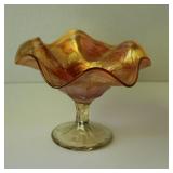 Fenton Marigold Carnival Glass ruffled compote