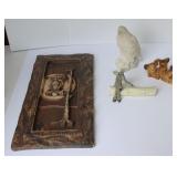 Vintage Animal Figurines & Owl Wall Carving
