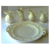 Belleek Irish porcelain Creamers & Cake Plate