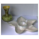 Pottery Vase & Chip Tray