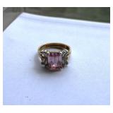 925 Marked Gold Overlay Tourmaline Ring