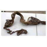 Iron Block & Tackle Double Pulley Deer Hoist