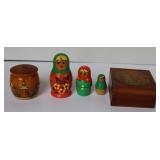 Wood Trinket Boxes & Stacking Dolls
