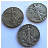1941 * 42 & 43 Walking Liberty Half Dollar Coins 3