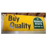 Vintage Metal Quaker State Oil Sign 36"x94"