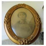 antique portrait of a woman convex Glass 25x19