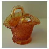 Dugan Glass Marigold Carnival Glass basket