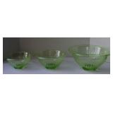 Hazel Atlas Green Depression Bowl Set of 3