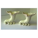 Belleek Fermanagh Cornucopia vases set of 2