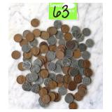 1935-1943D Steel & Wheat Pennies 50 Each