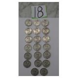 1938 Walking Liberty Half Dollar Coins set 20