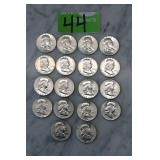 1962 Franklin Half Dollars set of 18 Coins