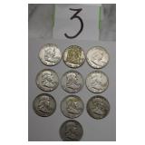 1948 & 28D Franklin Half Dollar Coins set 10